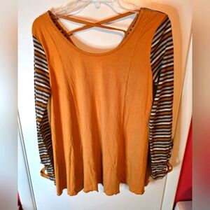 Simply Noelle Women's XS Striped Long Sleeve Orange Top NWOT